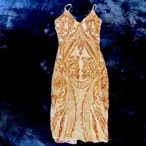 💖✨NUDE ROSE GOLD SEQUIN PRETTY MIDI DRESS💖✨